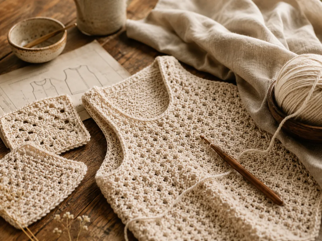 A crochet garment in progress